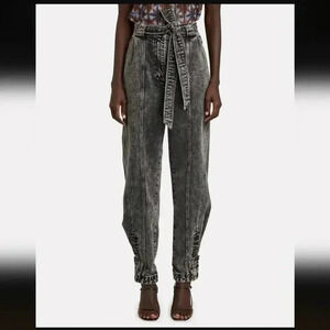 ULLA JOHNSON Carmen Belted Tapered acid washed Jeans